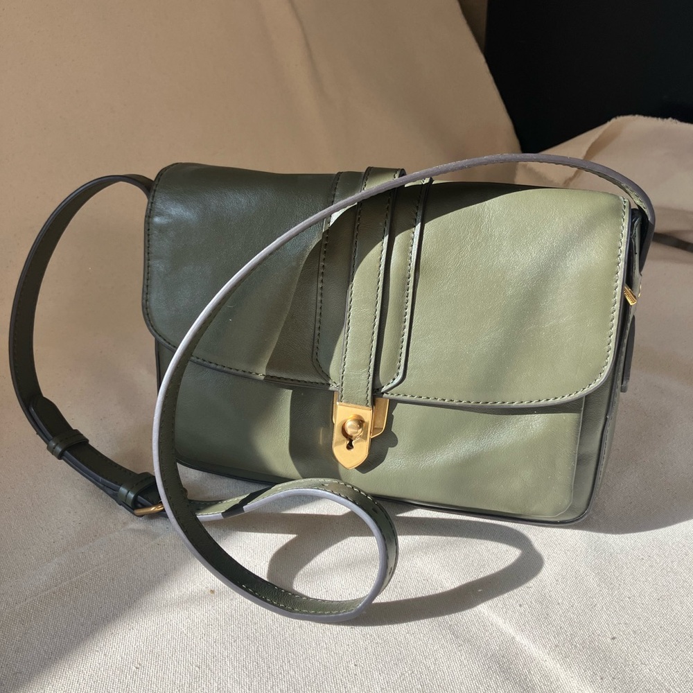 Banana Republic Olive Leather Crossbody Bag